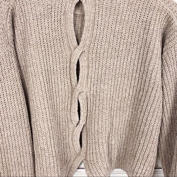 Hippie Rose Nutmeg Twisted Back Knitted Sweater Sz L - Picture 7 of 7